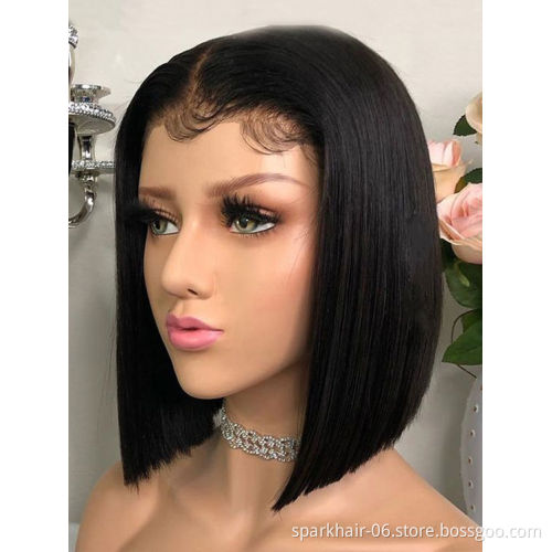 Factory Direct Sale Black Human Hair Short Bob Wig Cheap 4*4 13*4 Short Lace Front Bob Wigs